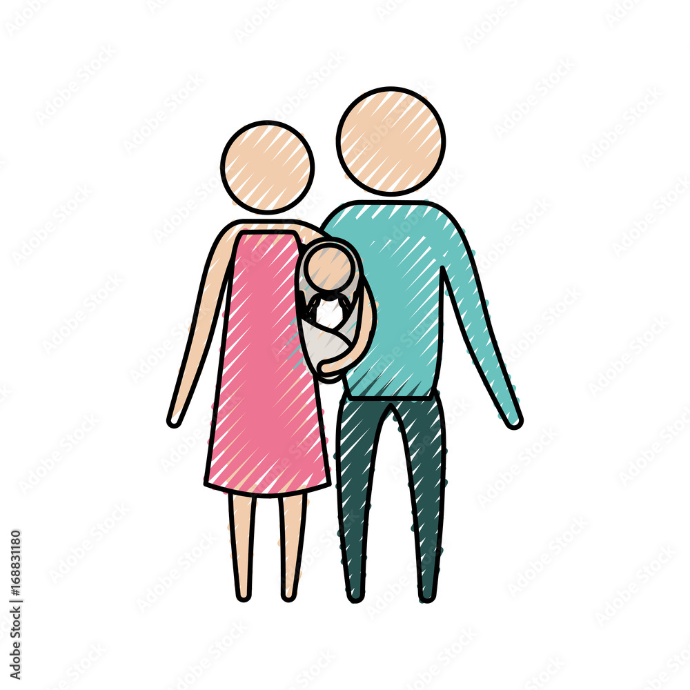 color crayon silhouette pictogram parents with a baby girl wrapped in a blanket vector illustration color crayon silhouette pictogram parents with a baby girl wrapped in a blanket vector illustration