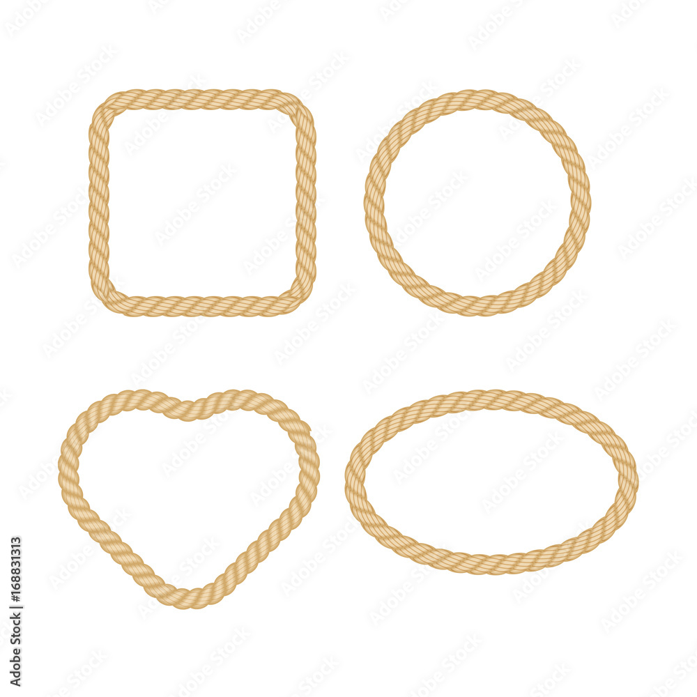 Set of rope frame in marine style. Vector illustration. Set of rope frame in marine style. Vector illustration.