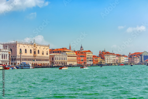 Views of the most beautiful canal of Venice - Grand Canal, and Campanile of St. Mark's Cathedral(Campanile di San Marco),Doge's Palace (Palazzo Ducale). Italy. © BRIAN_KINNEY