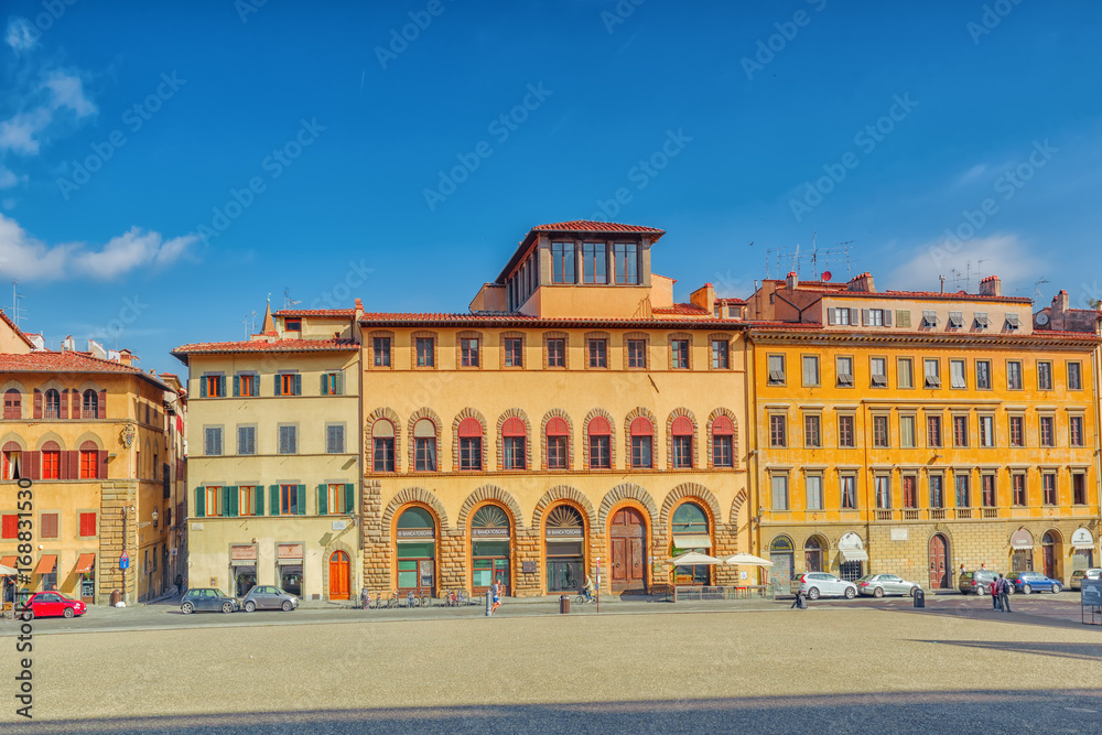  Pitti Square (Piazza pitti)  in Florence - city of the Renaissance on Arno river. Italy.
