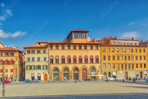  Pitti Square (Piazza pitti) in Florence - city of the Renaissance on Arno river. Italy.