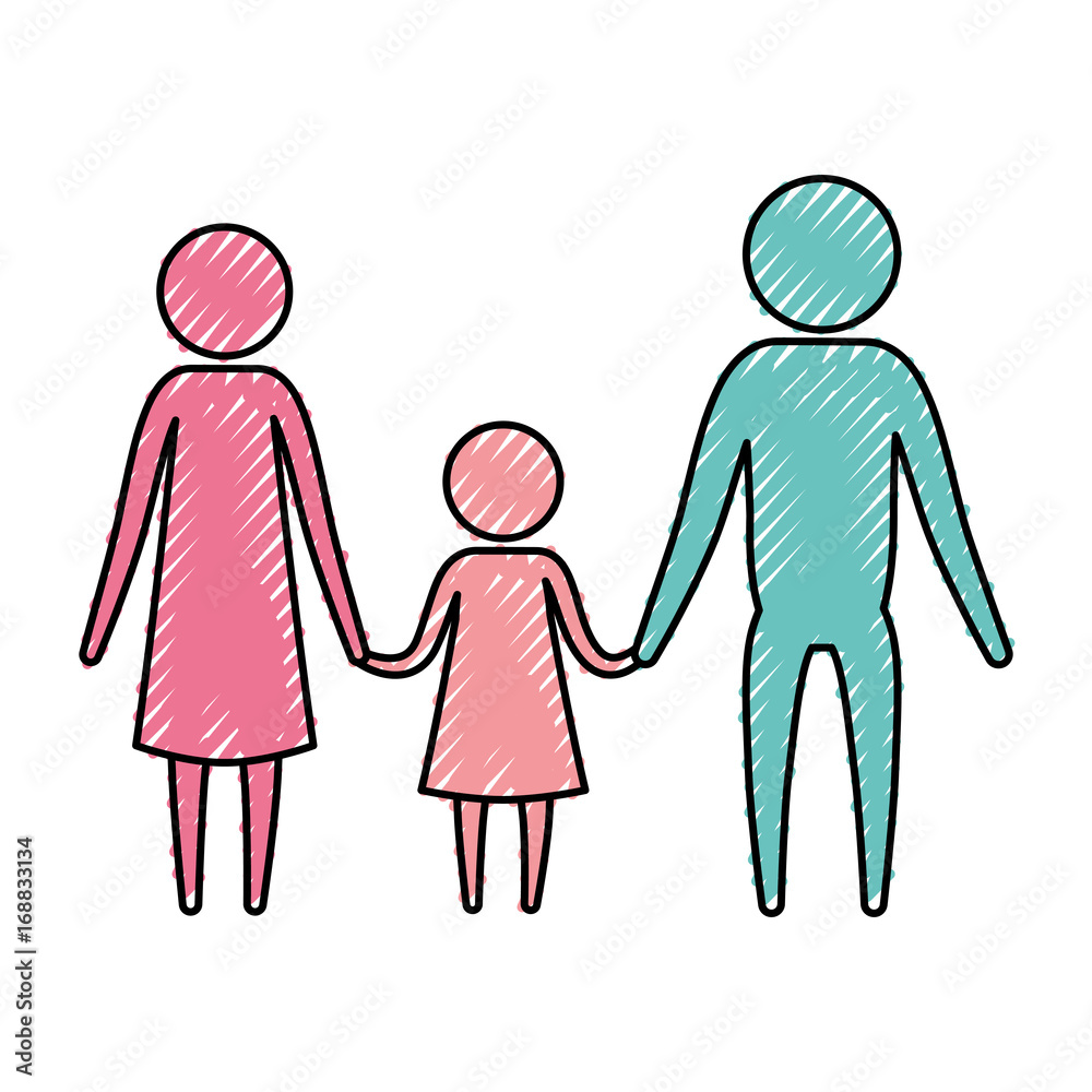color crayon silhouette pictogram parents with a girl holding hands vector illustration color crayon silhouette pictogram parents with a girl holding hands vector illustration
