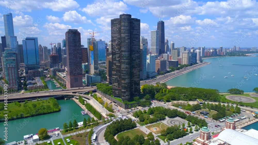 Aerial video Lake Point Tower Condominium Chicago