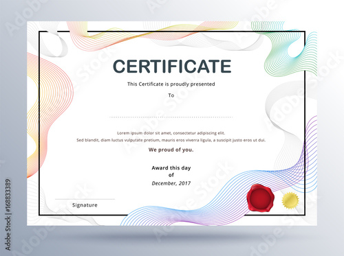Certificate template design with simple concept. colorful business certificate design.