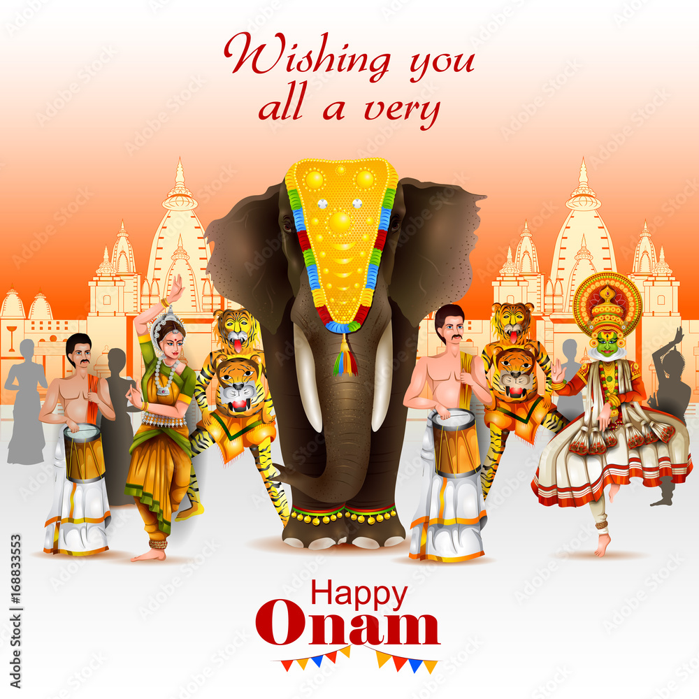 Obraz premium Happy Onam holiday for South India festival background