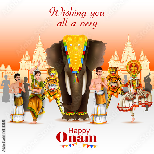 Happy Onam holiday for South India festival background