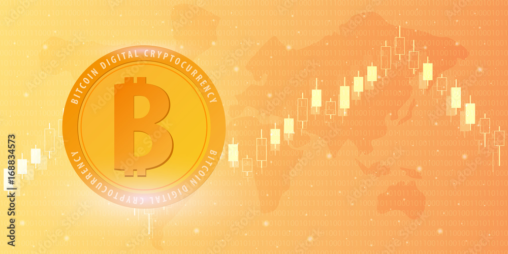 Bitcoin. Digital Cryptocurrency Mining Farm. Technology banner.