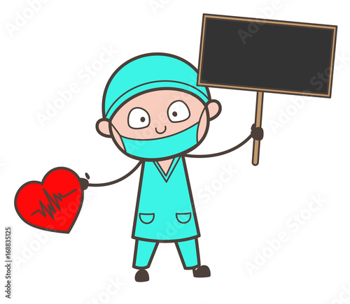 Cartoon Surgeon Giving Tips for Heart Patients Vector Illustration