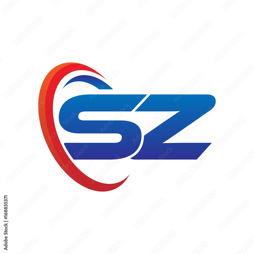 dynamic vector initial letters logo sz with circle swoosh red blue dynamic vector initial letters logo sz with circle swoosh red blue