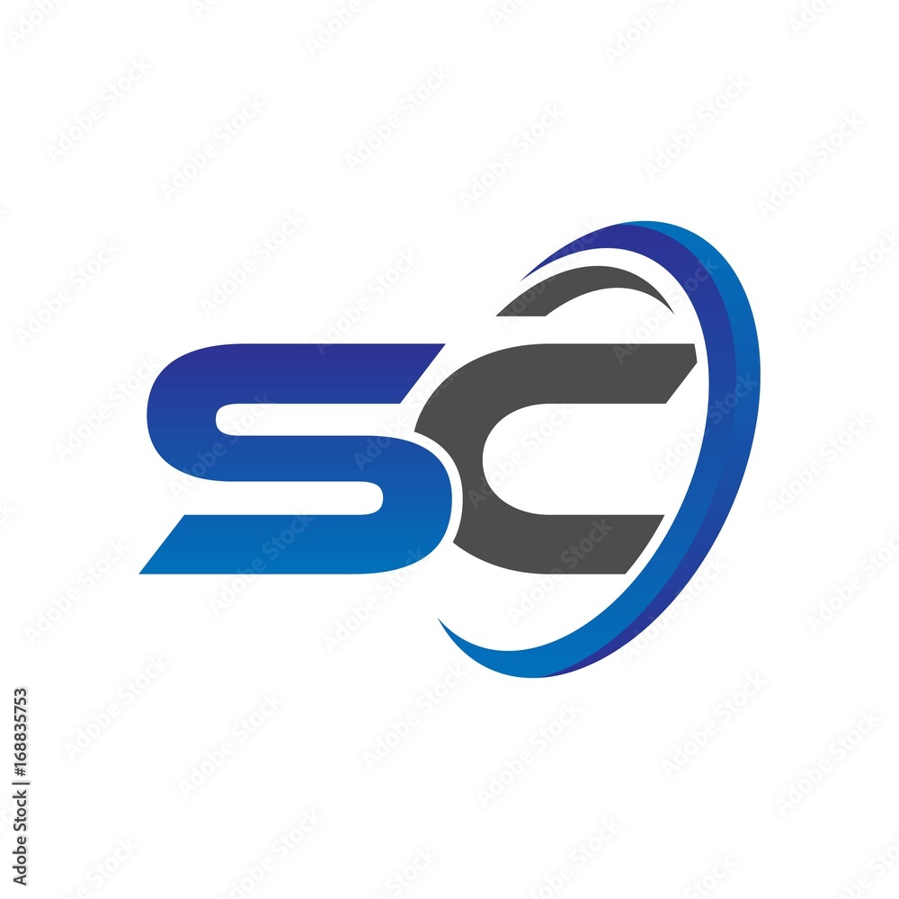 vector initial logo letters sc with circle swoosh blue gray vector initial logo letters sc with circle swoosh blue gray