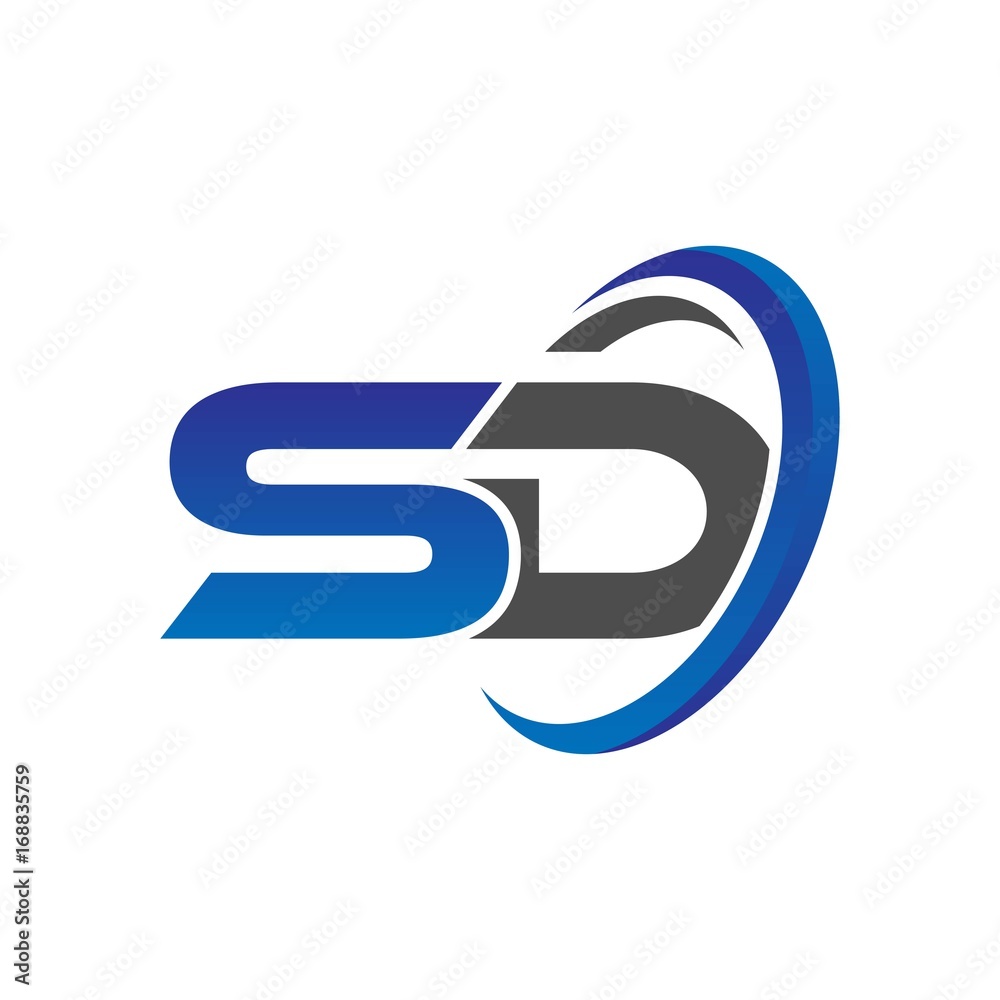 vector initial logo letters sd with circle swoosh blue gray vector initial logo letters sd with circle swoosh blue gray