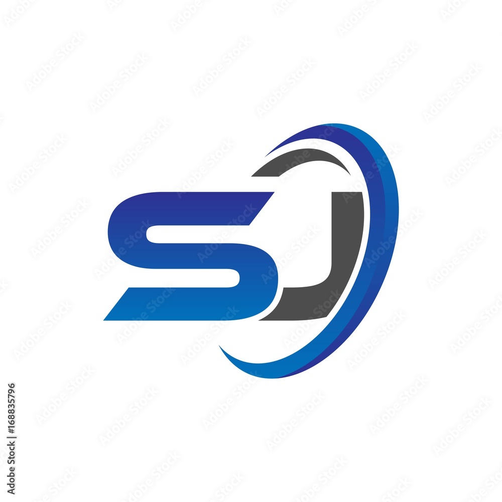 vector initial logo letters sj with circle swoosh blue gray vector initial logo letters sj with circle swoosh blue gray