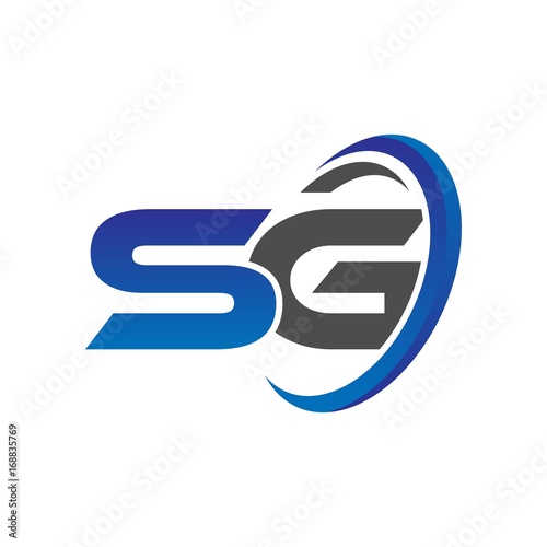 vector initial logo letters sg with circle swoosh blue gray photo