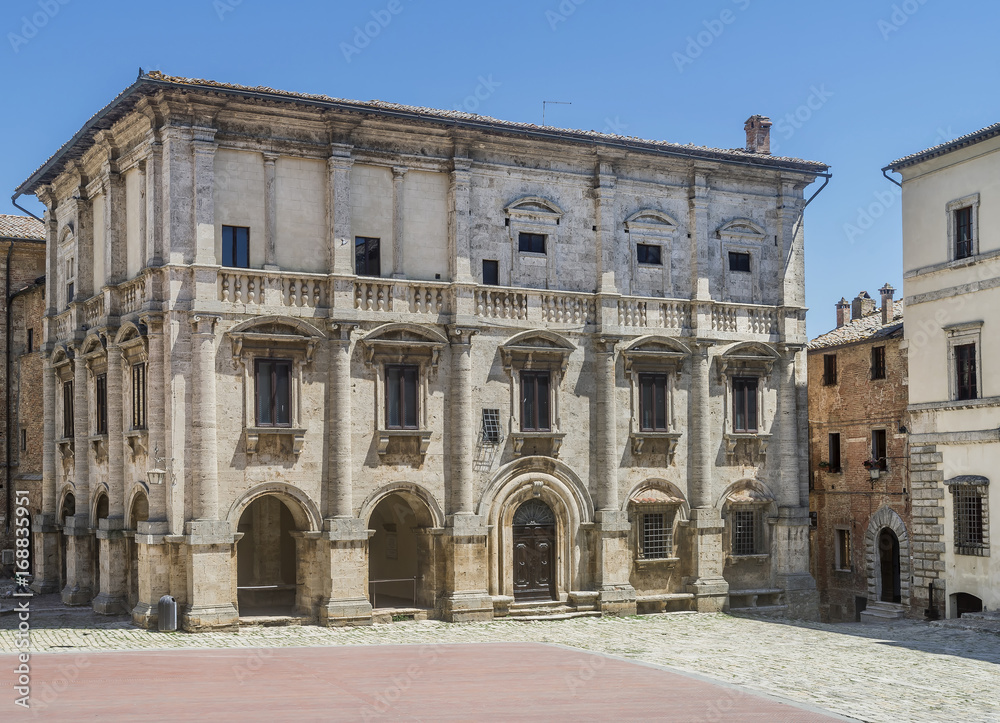 The famous Palazzo Nobili Tarugi palace in the historic center of Montepulciano, Siena, Tuscany, Italy