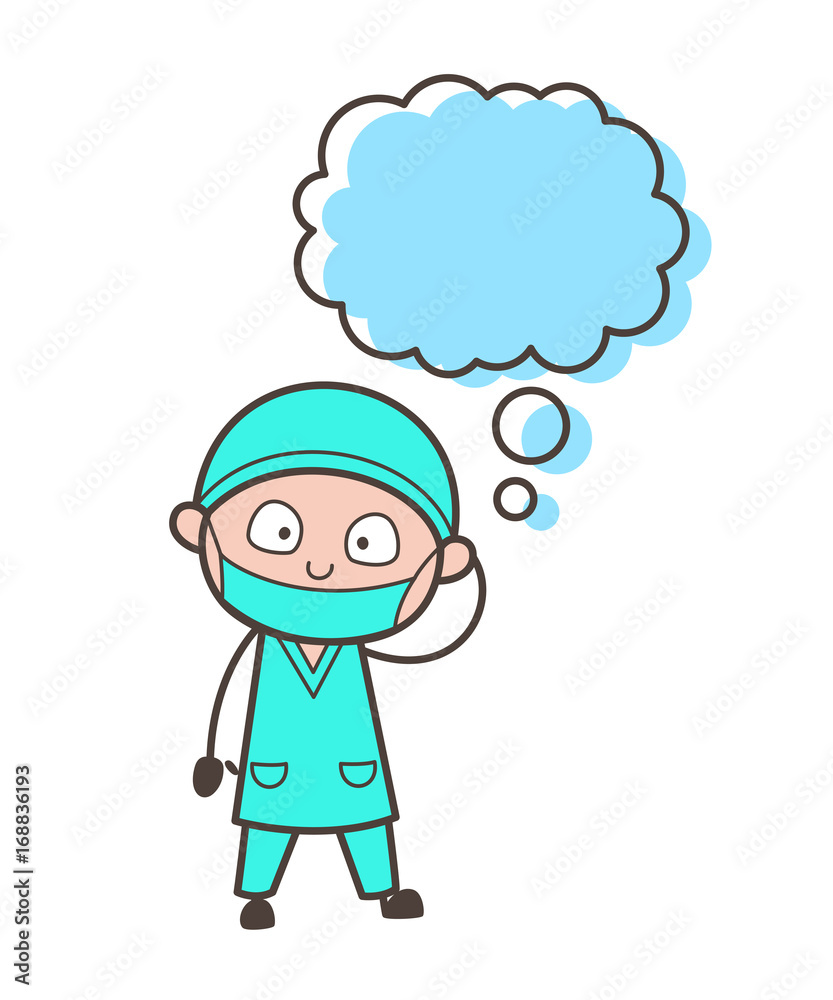 Cartoon Surgeon with Thought Bubble Vector Illustration Cartoon Surgeon with Thought Bubble Vector Illustration