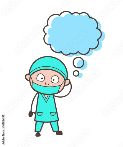 Cartoon Surgeon with Thought Bubble Vector Illustration