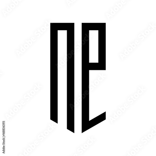 initial letters logo np black monogram pentagon shield shape