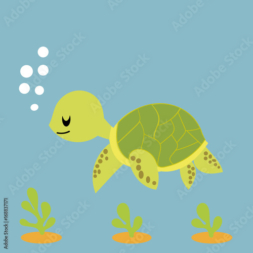 cute turtle sea vcevtor