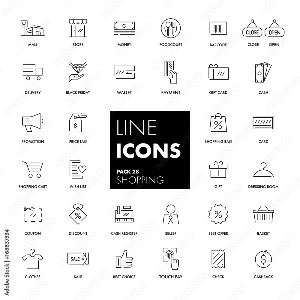 Line icons set. Shopping