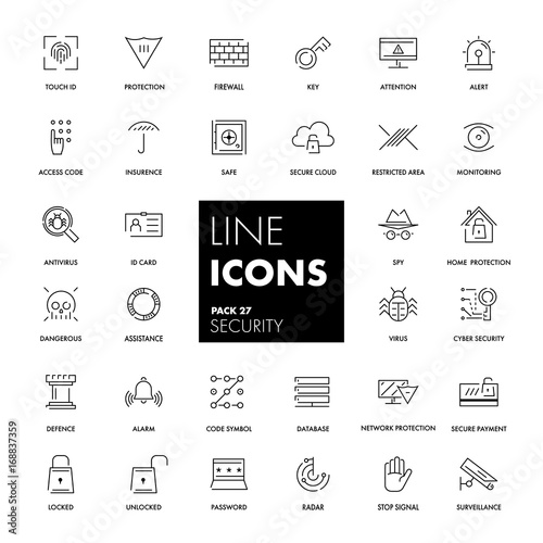 Line icons set. Security