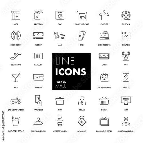 Line icons set. Mall