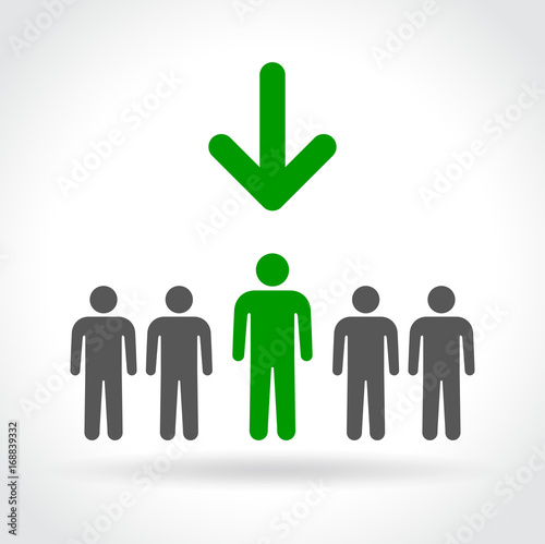 selected man concept on white background