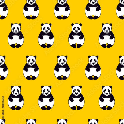 Fototapeta Naklejka Na Ścianę i Meble -  Panda on yellow background
