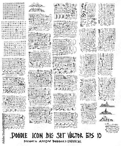 MEGA set of doodles. Super collection of speech, business, media, tree, building, house, arrow, info doodle  eps10