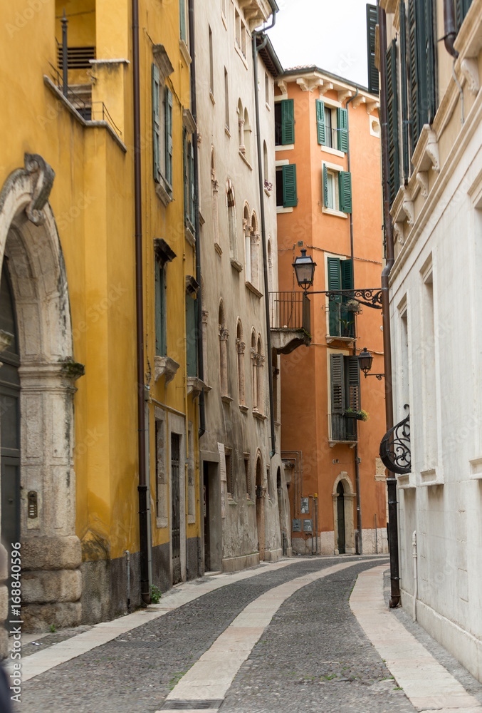  Street in the historic city center of Verona. Italy