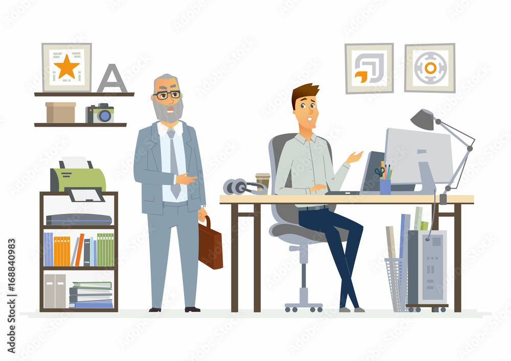 Supervising Staff - modern vector cartoon business characters illustration
