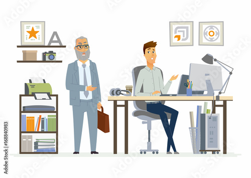 Supervising Staff - modern vector cartoon business characters illustration