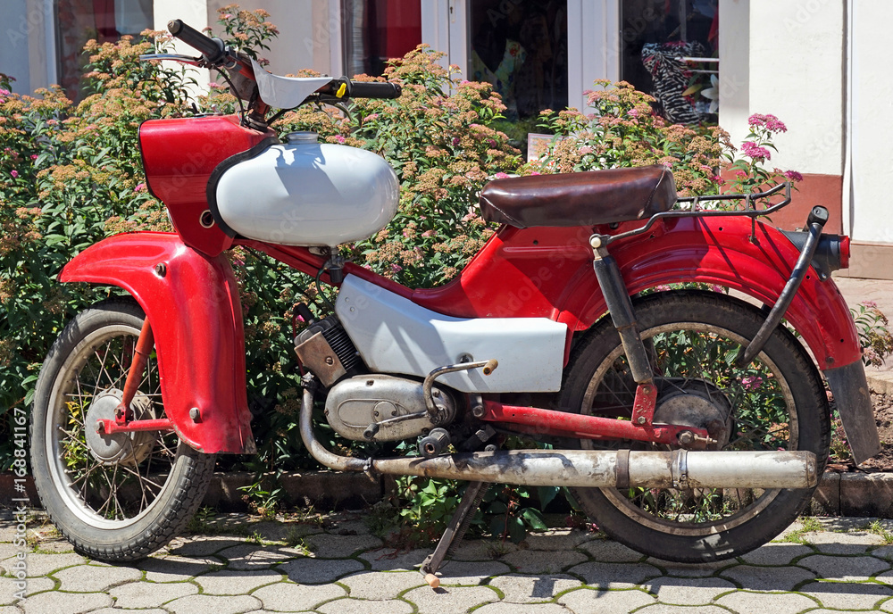 Old red motorbike