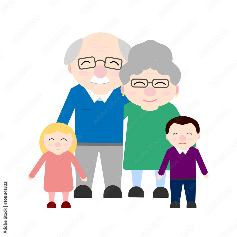 Cute grandparents with grandchildren. Happy Grandparent's day