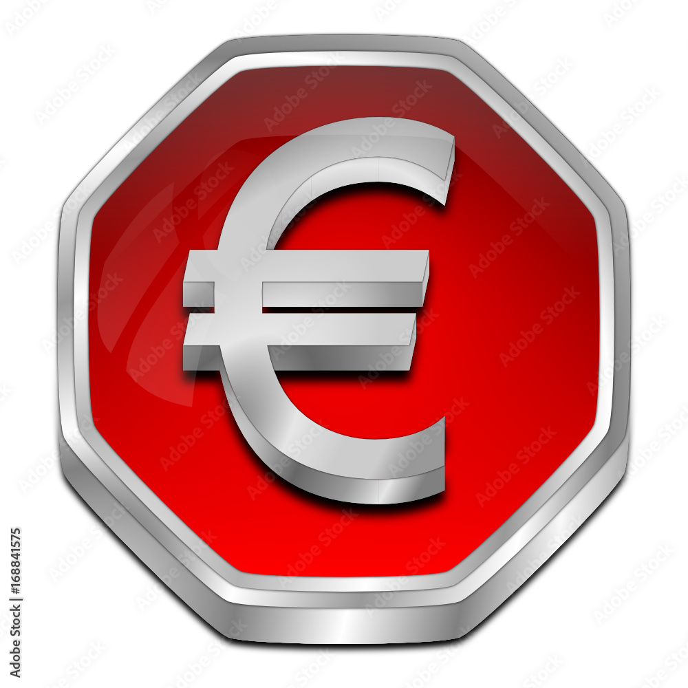 Button with Euro sign - 3D illustration Button with Euro sign - 3D illustration