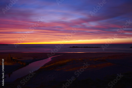 The sea of japan with sunset 