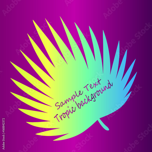 Neon silhouette of a tropical leaf, a cool idea for a greeting card