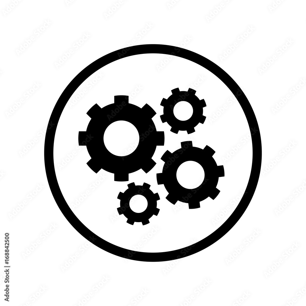 Pictograph of Gears icon in circle - vector iconic design Pictograph of Gears icon in circle - vector iconic design