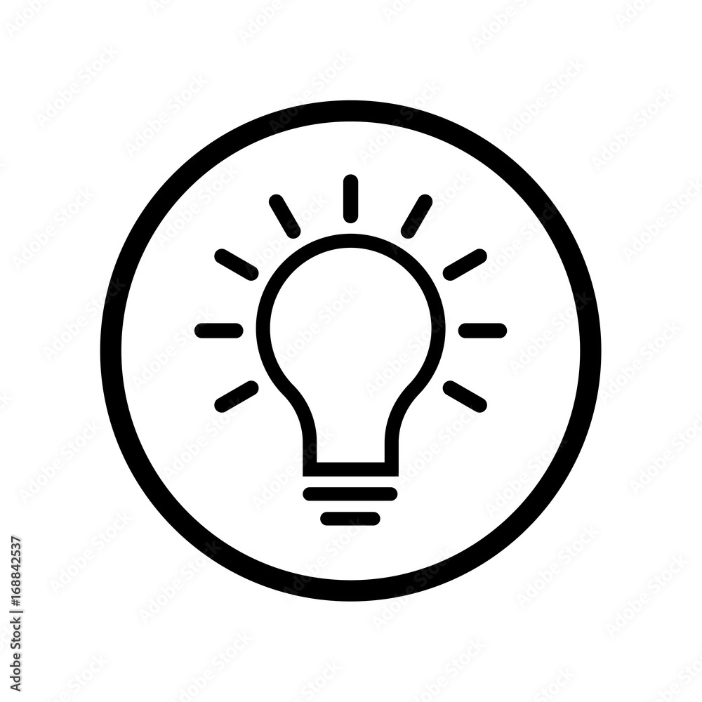 Pictograph of Light bulb icon in circle - vector iconic design Pictograph of Light bulb icon in circle - vector iconic design