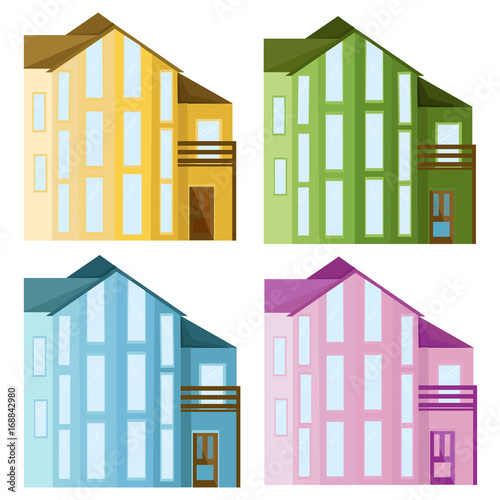Set collection of colored architecture glass facade buildings vector