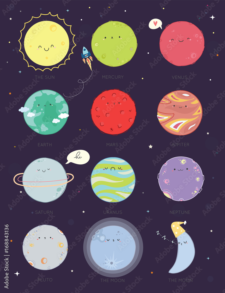 Obraz premium cute solar system and planet