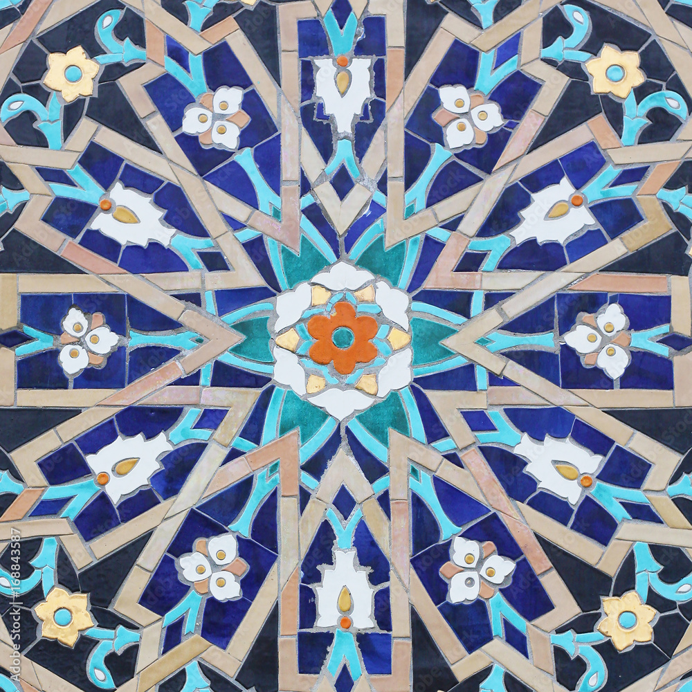 Muslim ornament on mosque ceramic surface. 