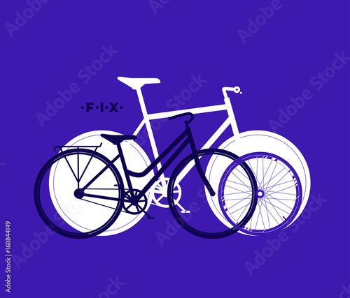 Silhouette of fix bike, cycling sport background, vector illustration