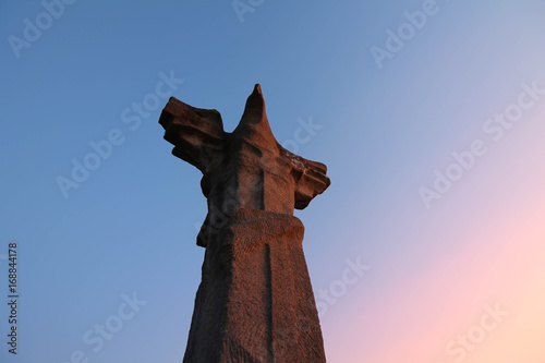 Cedynia, Poland on August 22, 2017. Battle of Cedynia / Zehden (June 24, 972) memorial monument photo