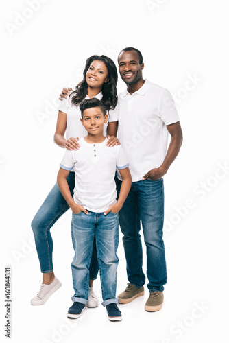 happy african american parents with son