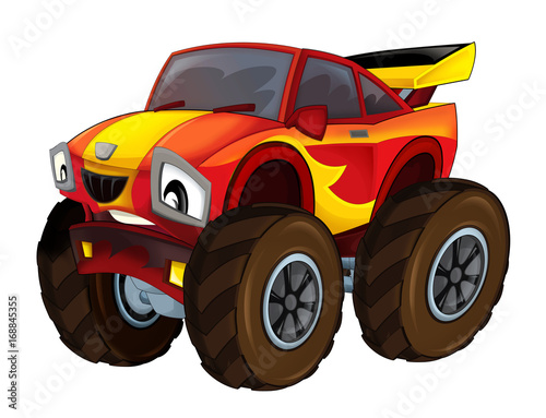 cartoon fast off road car looking like monster truck - isolated - illustration for children © honeyflavour