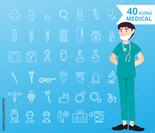 40 icons medical and healthcare for infographic