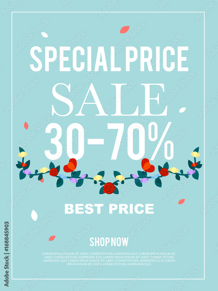 Special price sale 30-70% banner for advertisement.vector