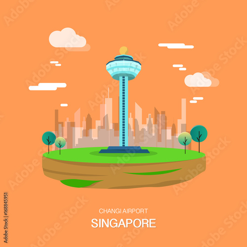 Changi airport landmark in Singapore illustrataion design.vector