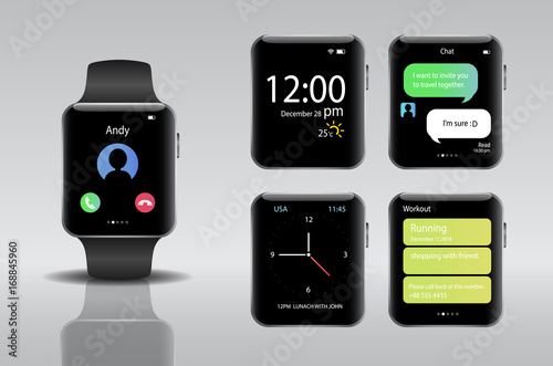 Smart electronic intelligence watch.Vector illustration