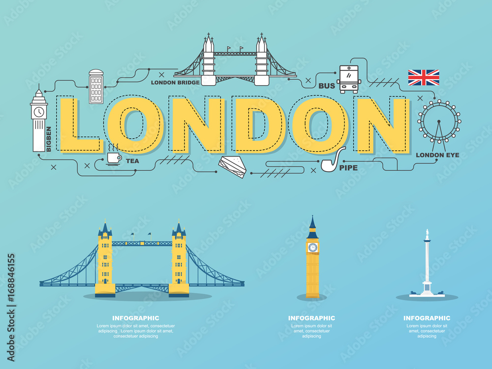 London landmarks icons in England for traveling.vector